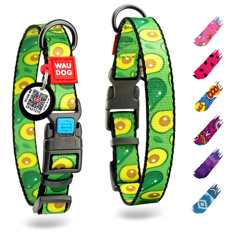 WAUDOG Nylon Dog Collar - Adjustable Dog Collar for Large Dogs, Small & Medium Dogs - Puppy Collars for Large Breed Dogs - Boy & Girl Dog Collars with Durable Plastic Buckle and QR Dog Tag - Image 1